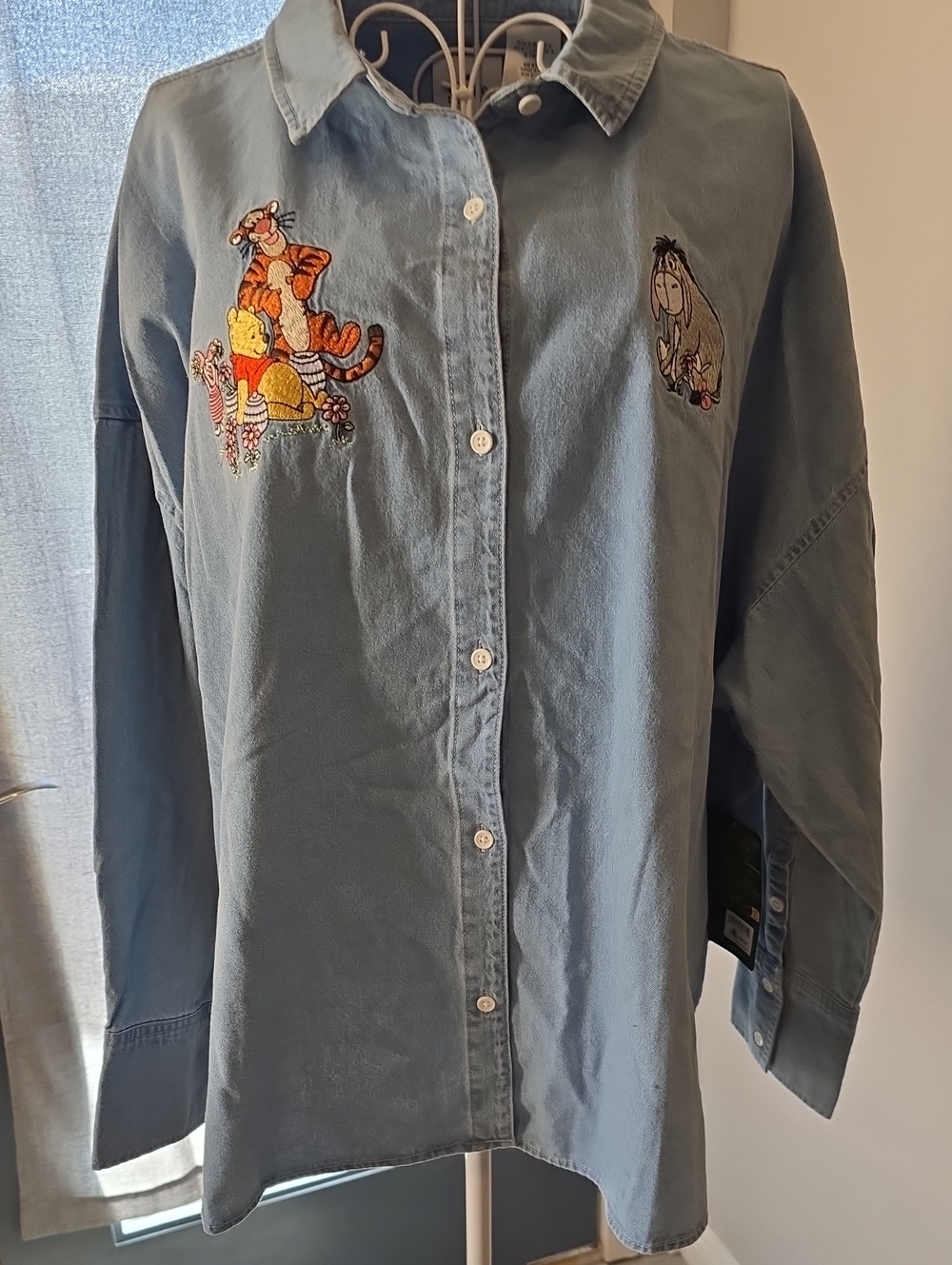 Disney Light Blue Button-Down Shirt with Winnie the Pooh & Friends Embroidery